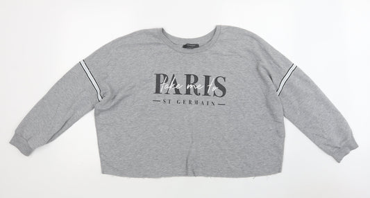 Primark Womens Grey  Cotton Pullover Sweatshirt Size L   - Paris