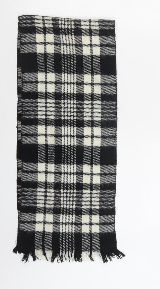 Preworn Mens Black Plaid Acrylic Scarf  One Size