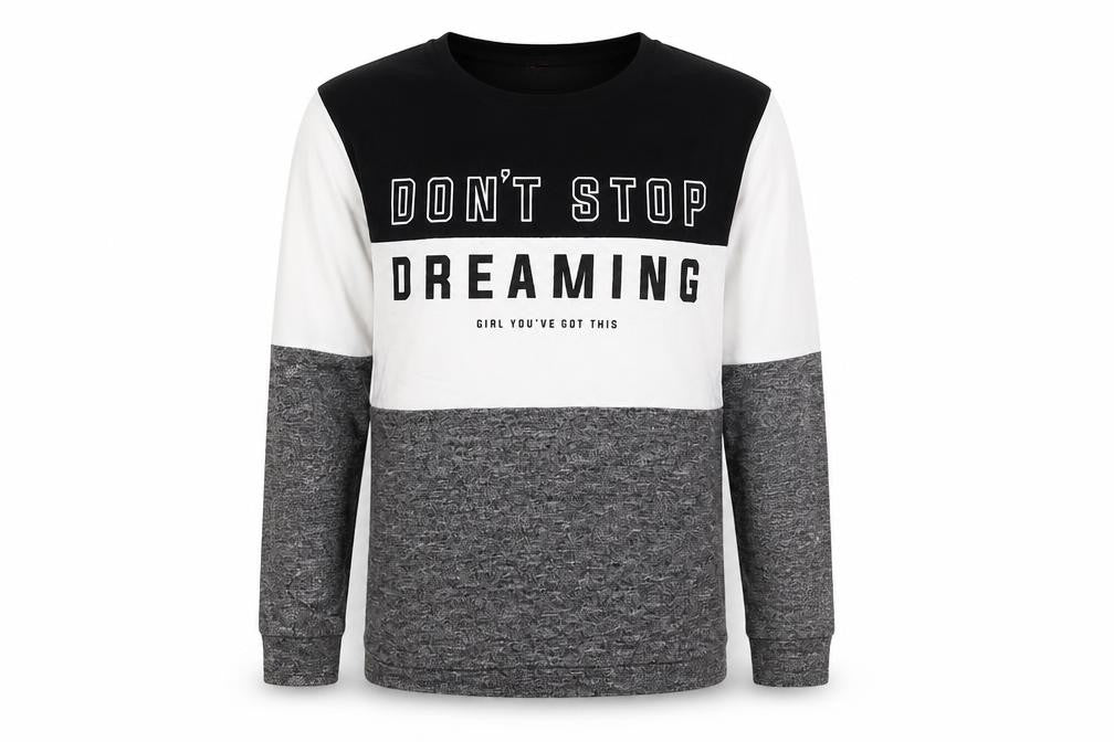Primark Girls Grey Colourblock Cotton Pullover Sweatshirt Size 11-12 Years