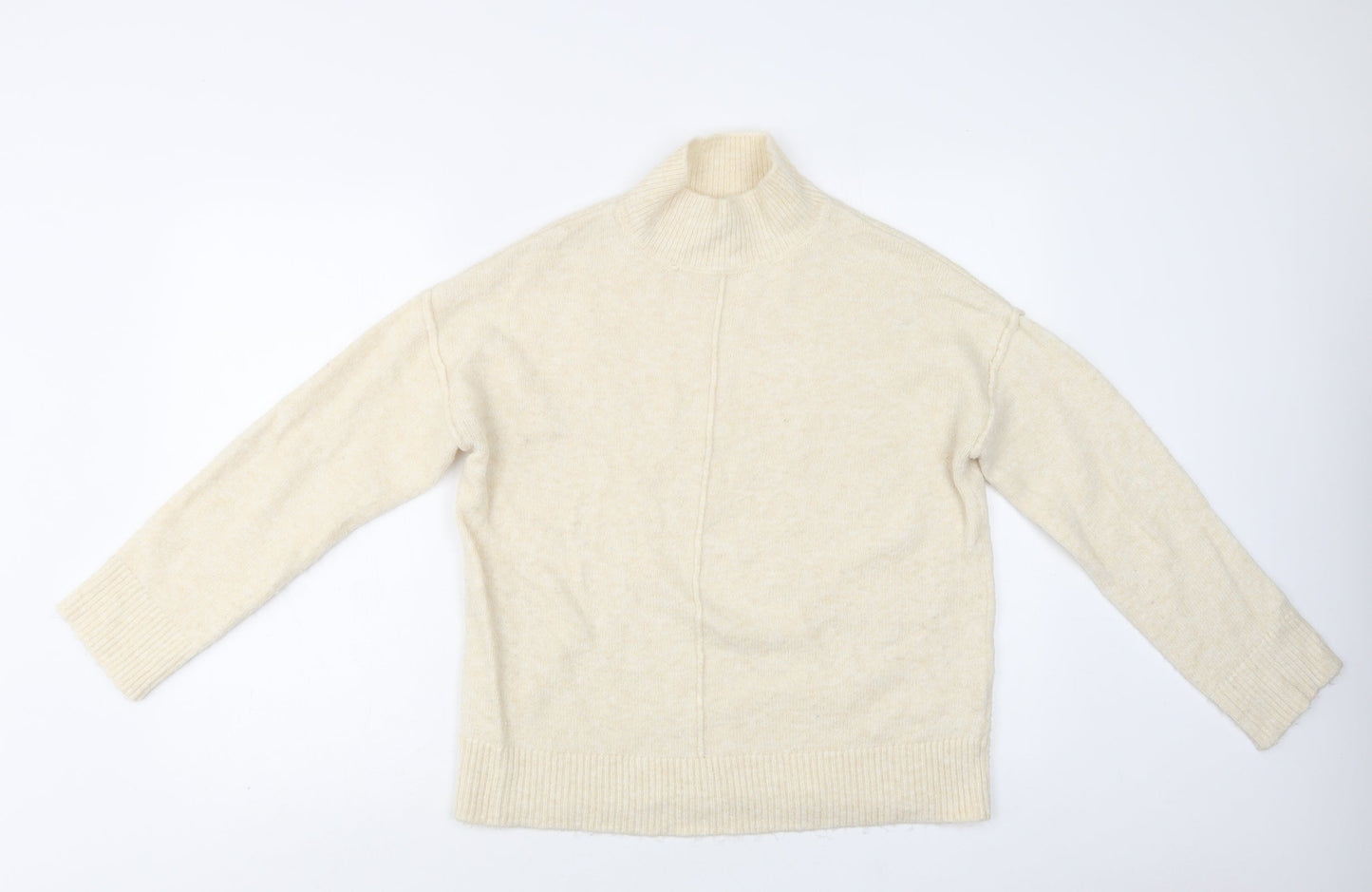 ASOS Womens Ivory Mock Neck  Acrylic Pullover Jumper Size 8