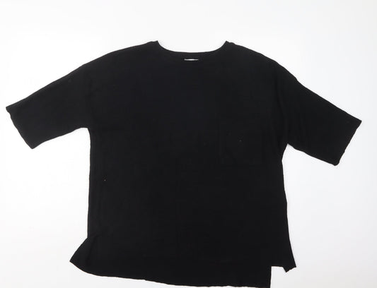 Zara Womens Black Crew Neck  Viscose Pullover Jumper Size S
