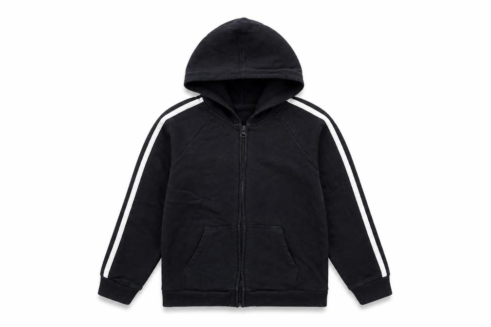 George Boys Black Striped Cotton Full Zip Hoodie Size 7-8 Years  Zip