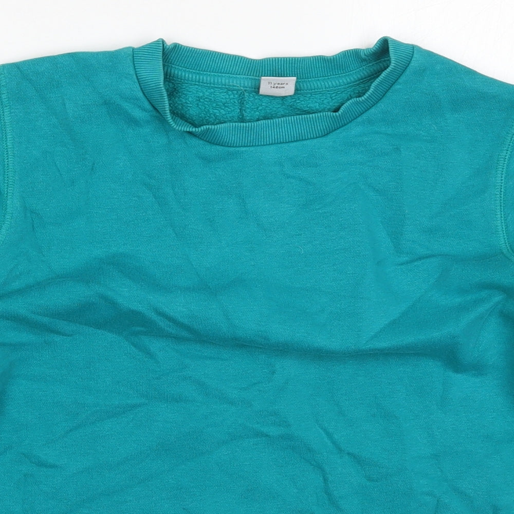 TU Boys Green  Cotton Pullover Sweatshirt Size 11 Years  Pullover