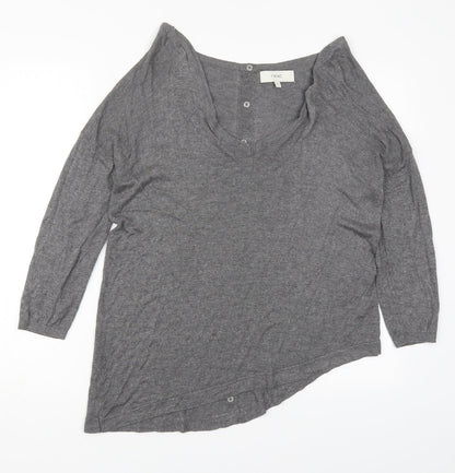 Next Womens Grey V-Neck  Viscose Pullover Jumper Size 10