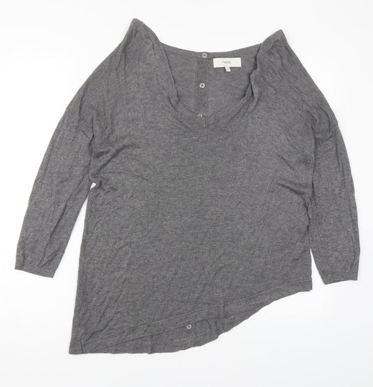 NEXT Womens Grey V-Neck  Viscose Pullover Jumper Size 10
