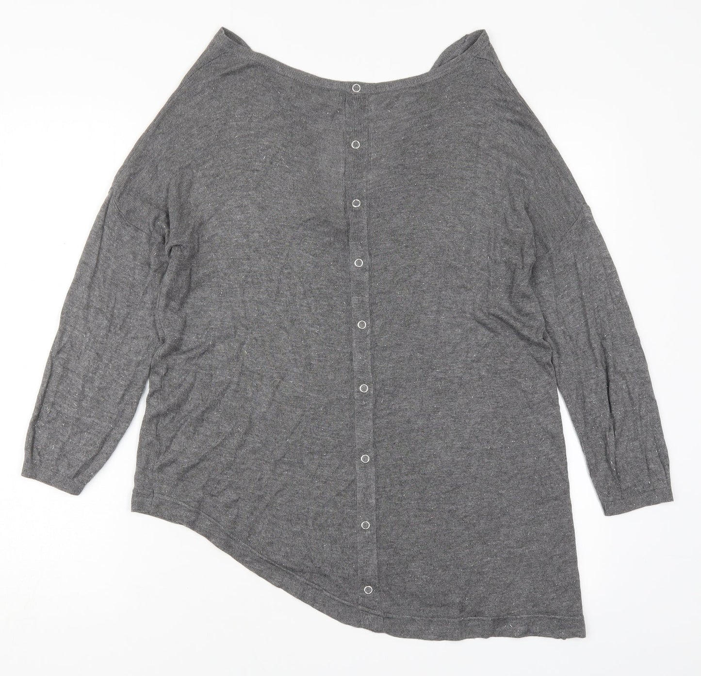 NEXT Womens Grey V-Neck  Viscose Pullover Jumper Size 10
