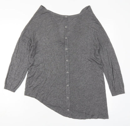 Next Womens Grey V-Neck  Viscose Pullover Jumper Size 10