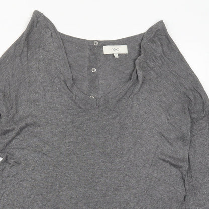 Next Womens Grey V-Neck  Viscose Pullover Jumper Size 10