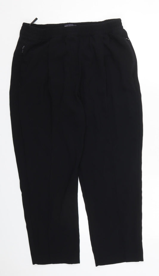 Marks and Spencer Womens Black  Polyester Trousers  Size 14 L24 in Regular