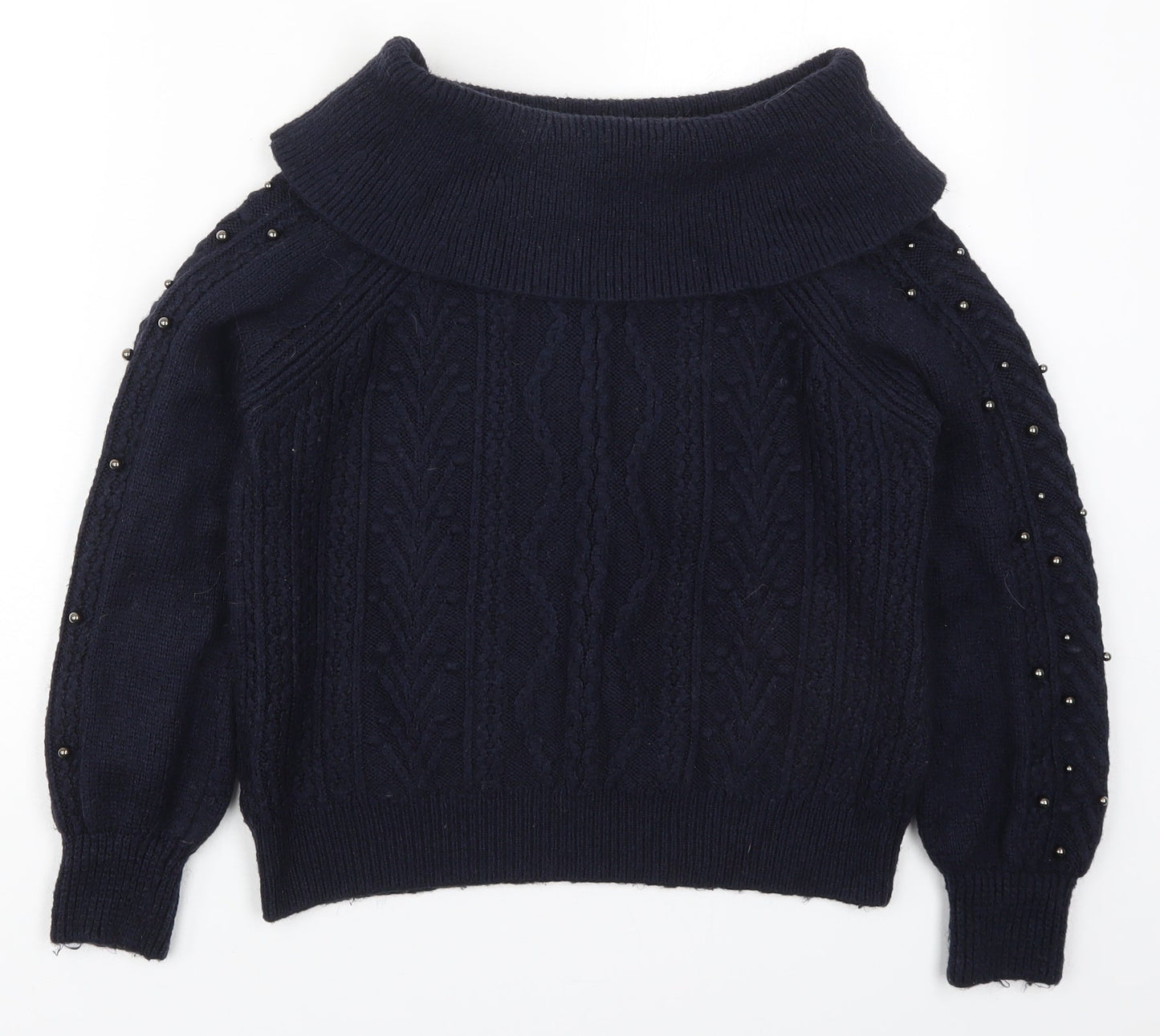 NEXT Womens Blue Roll Neck  Nylon Pullover Jumper Size XS