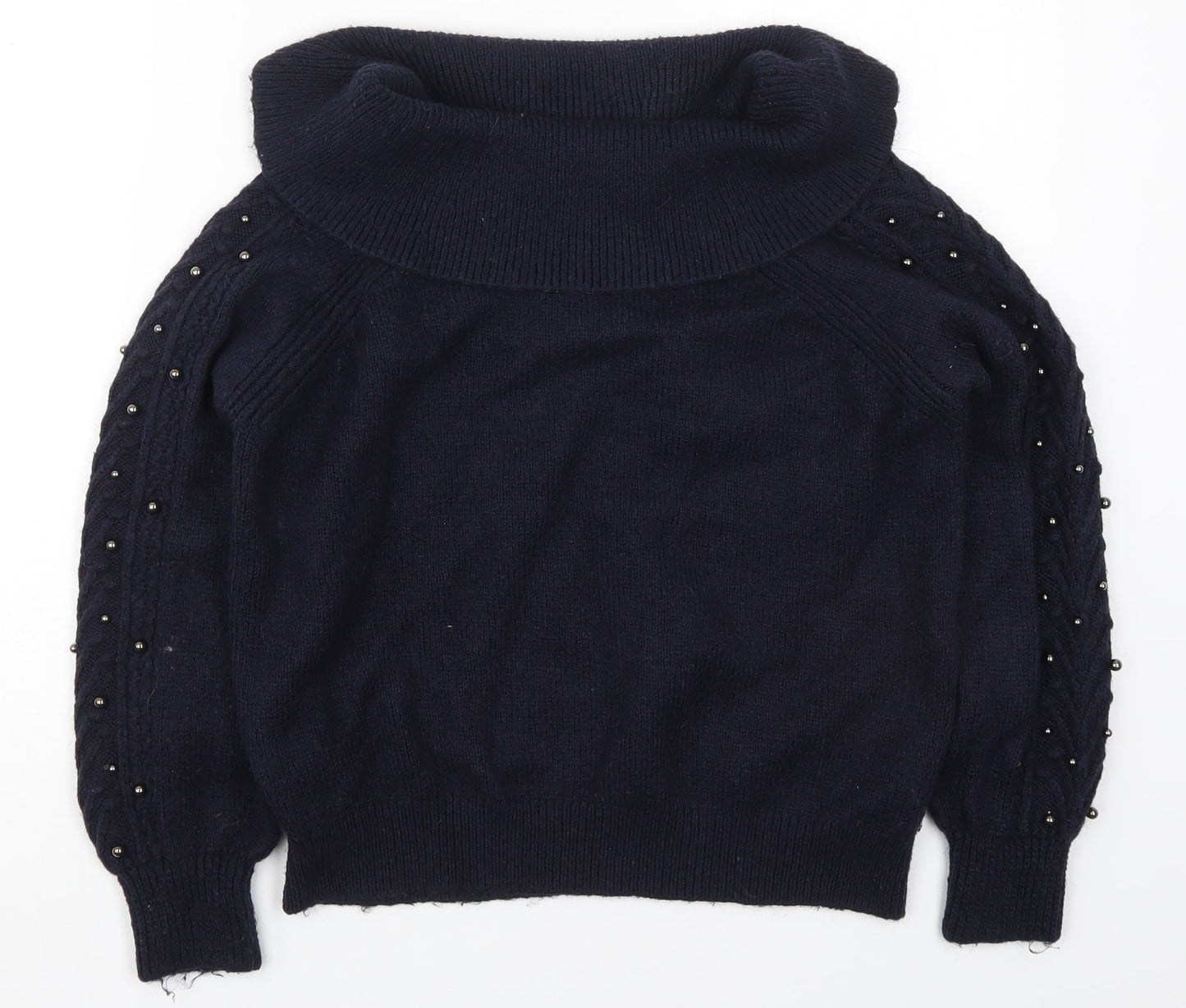 NEXT Womens Blue Roll Neck  Nylon Pullover Jumper Size XS