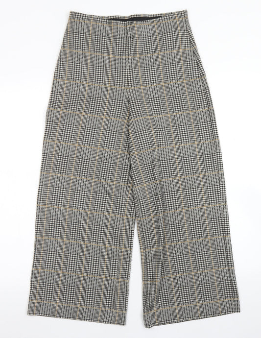 H&M Womens Brown Plaid Polyester Dress Pants Trousers Size S L24 in Regular