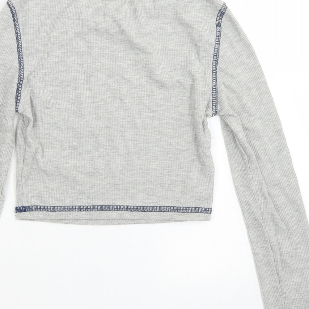 SheIn Girls Grey  Polyester Cropped T-Shirt Size 8-9 Years Crew Neck  - Los Angeles