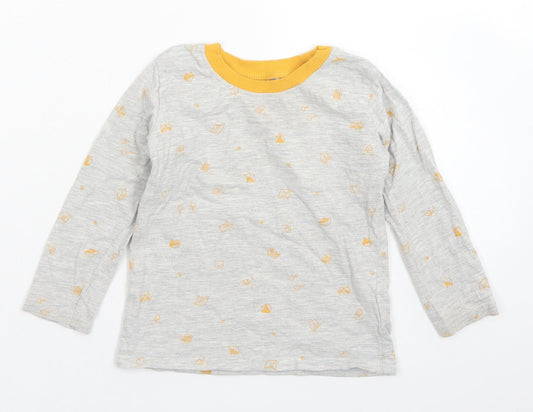 George Baby Grey Spotted Cotton Basic T-Shirt Size 18-24 Months Crew Neck