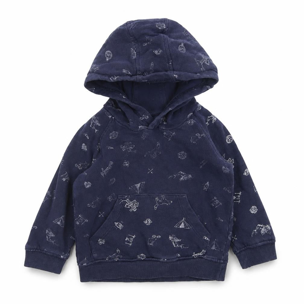 Matalan Boys Blue  Cotton Henley Hoodie Size 2-3 Years