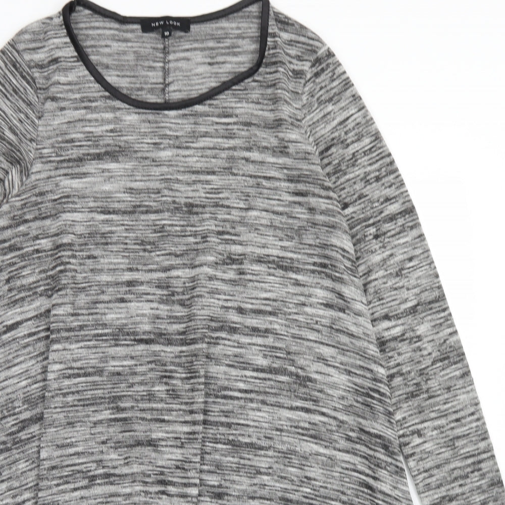 New Look Womens Grey  Viscose Trapeze & Swing  Size 10  Crew Neck