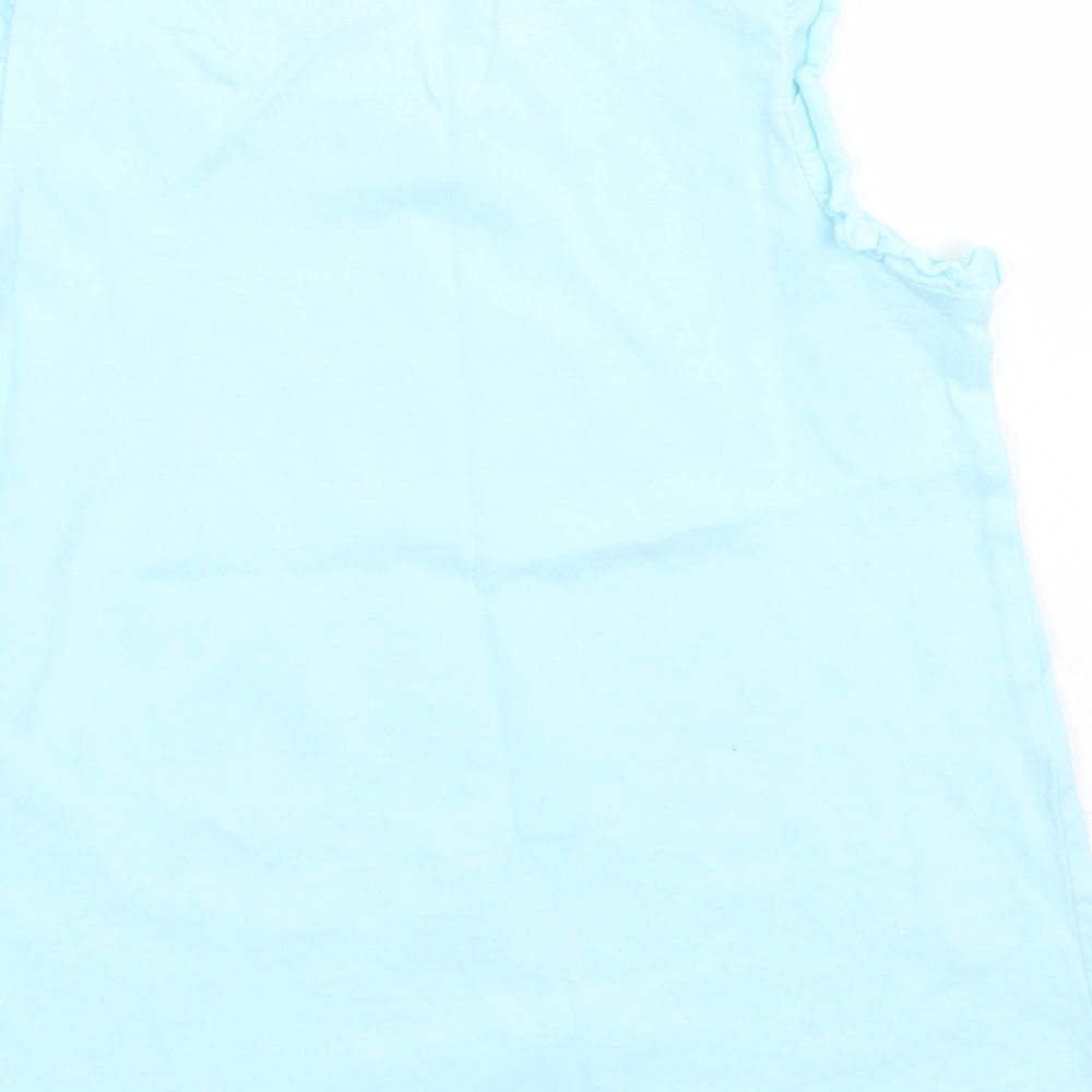 Matalan Girls Blue  Cotton Basic T-Shirt Size 3-4 Years Crew Neck  - Unicorn Beach