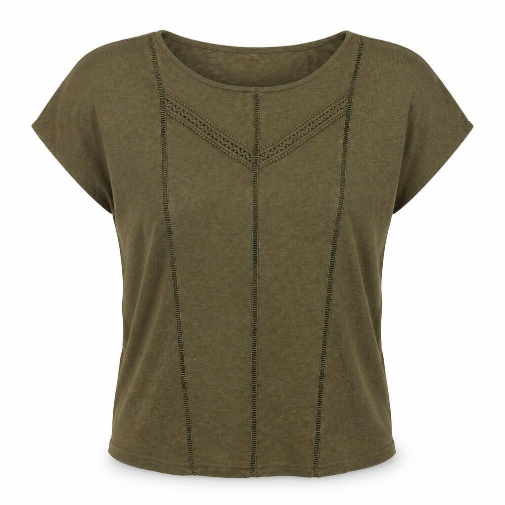 VILA Womens Green  Polyester Basic T-Shirt Size XL Round Neck