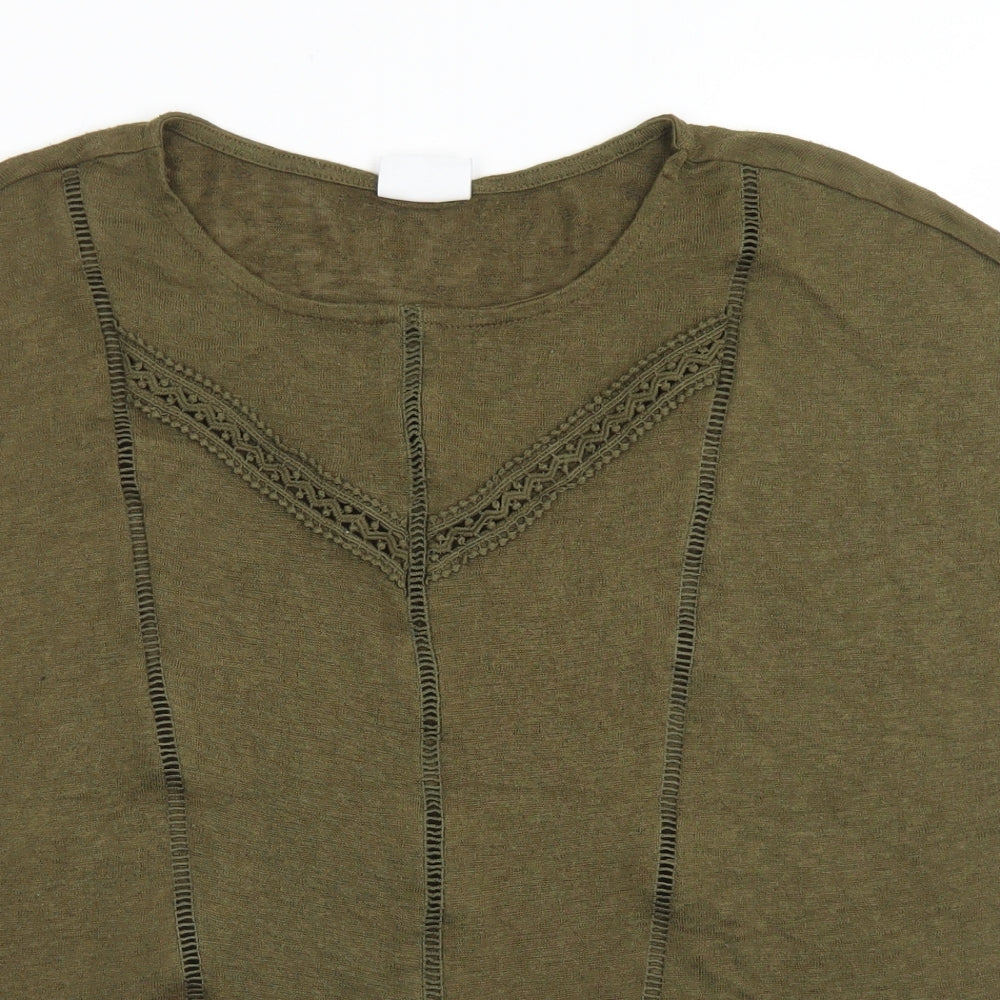 VILA Womens Green  Polyester Basic T-Shirt Size XL Round Neck