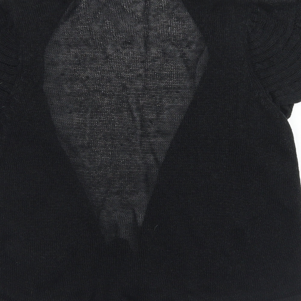 Marks & Spencer Womens Black Round Neck  Linen Cardigan Jumper Size 12