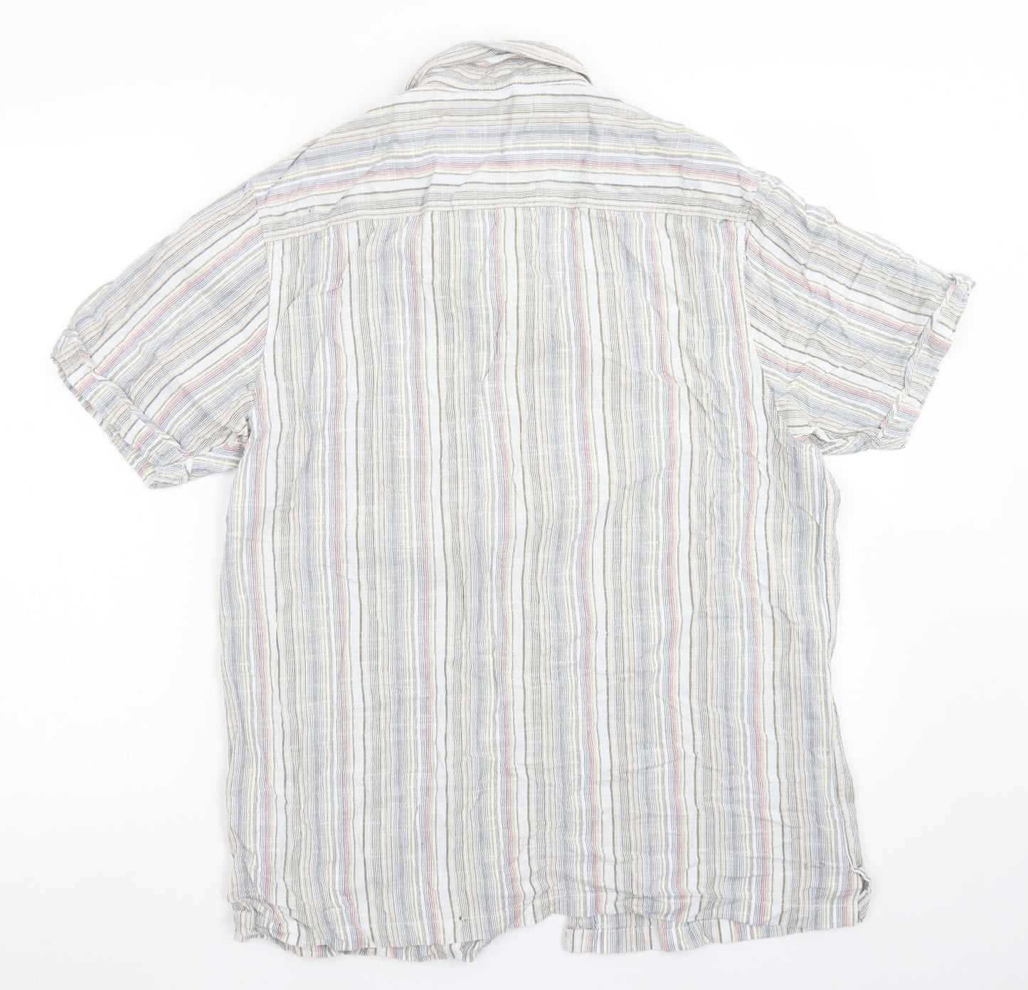 Easy Mens Blue Striped Cotton  Button-Up Size M Collared Button