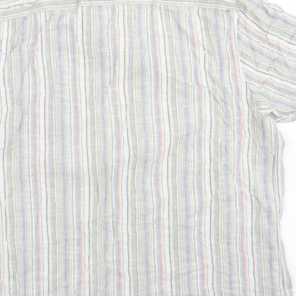 Easy Mens Blue Striped Cotton  Button-Up Size M Collared Button
