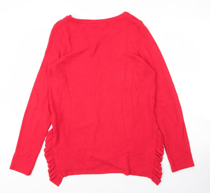 Next Womens Red Round Neck  Viscose Pullover Jumper Size 12