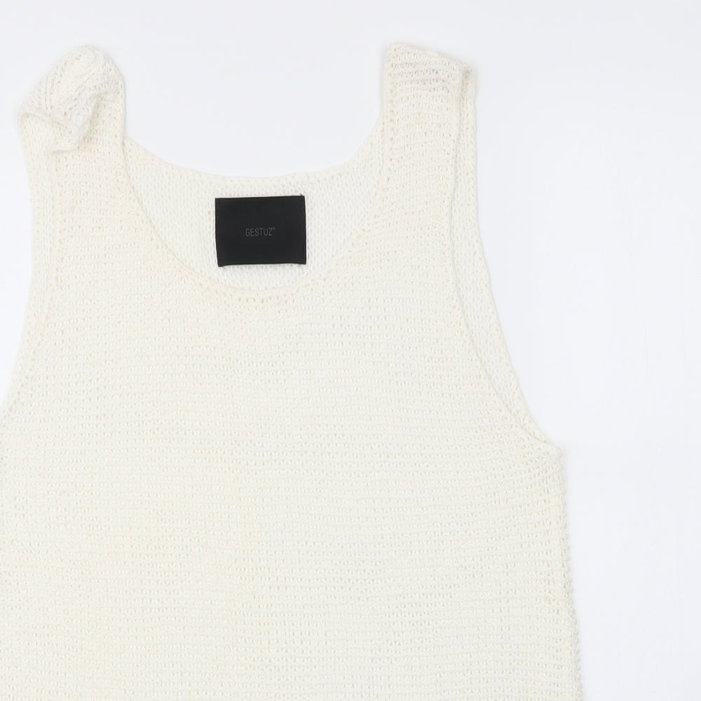 Gestuz Womens Ivory  Nylon Basic Tank Size XL Round Neck