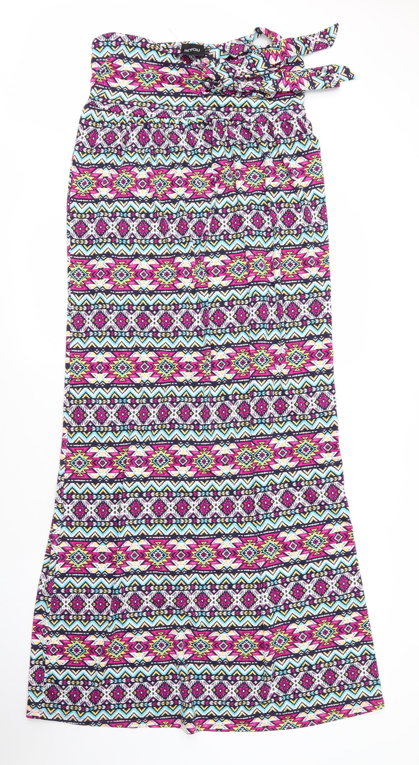 Be You Womens Purple Geometric Polyester Maxi  Size 12  Off the Shoulder