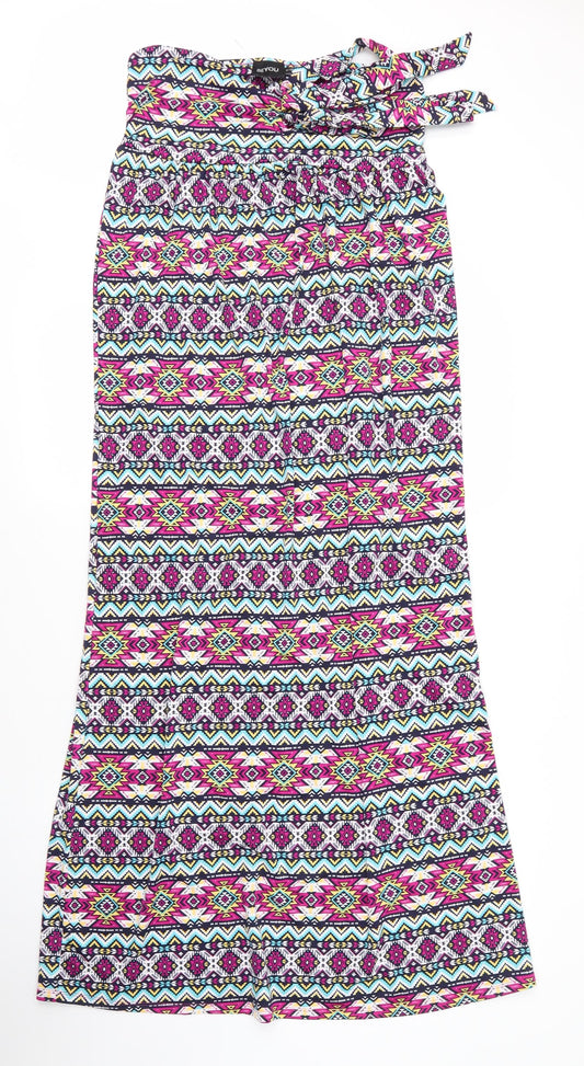Be You Womens Purple Geometric Polyester Maxi  Size 12  Off the Shoulder