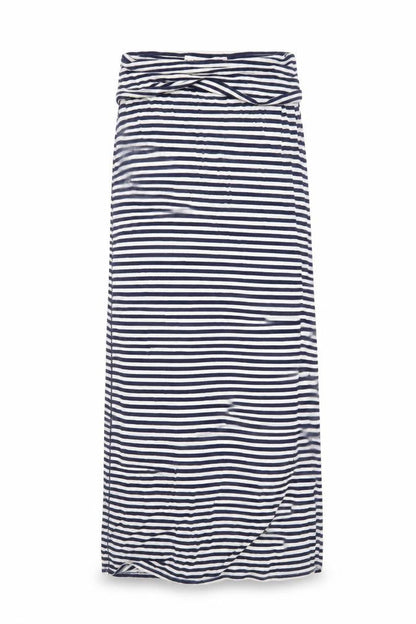 Max Studio Womens Blue Striped Elastane Maxi  Size M  Off the Shoulder