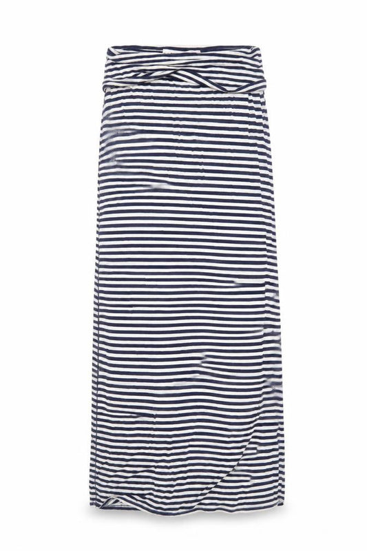 Max Studio Womens Blue Striped Elastane Maxi  Size M  Off the Shoulder