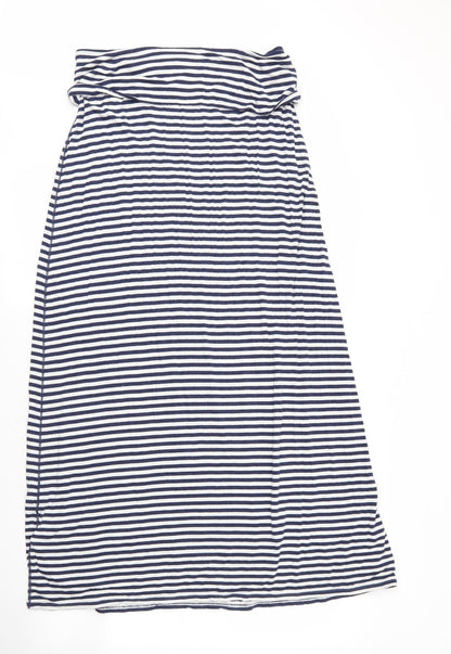 Max Studio Womens Blue Striped Elastane Maxi  Size M  Off the Shoulder