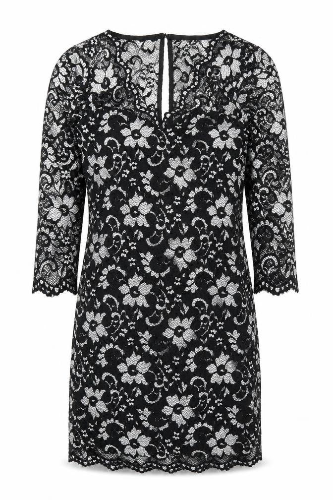 Lipsy Womens Black Floral Viscose Shift  Size 12  V-Neck Button
