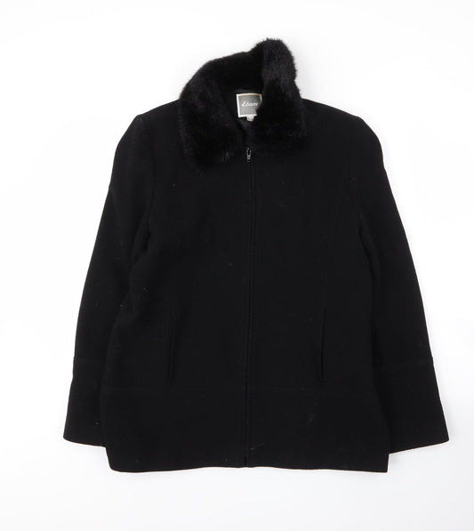 Etam Womens Black   Varsity Jacket Coat Size 12  Zip