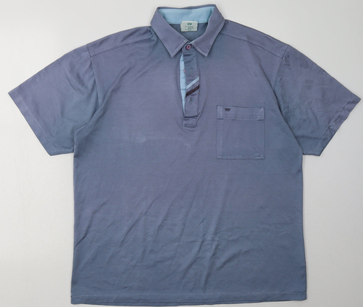 canda Mens Blue  Cotton  Button-Up Size M Collared Button