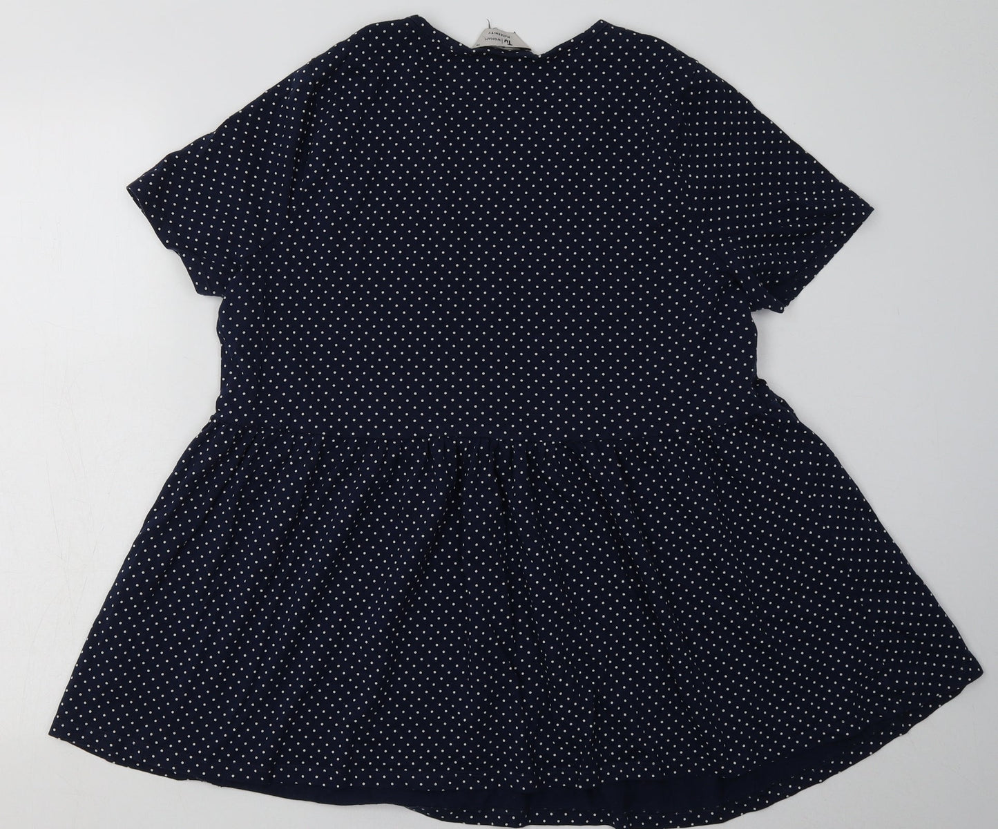 Sainsburys Womens Blue Polka Dot Cotton Basic T-Shirt Size 14 Crew Neck