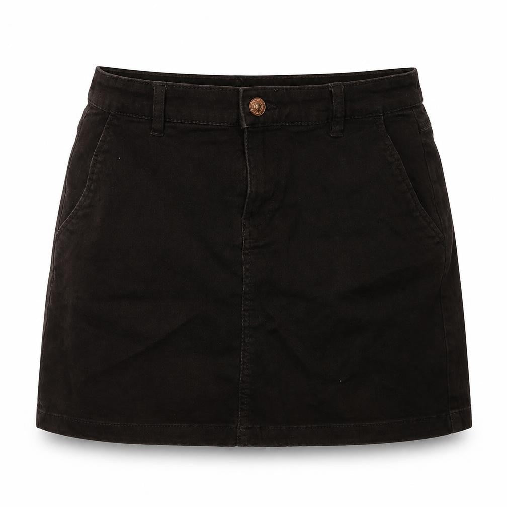 H&M Womens Brown  Cotton A-Line Skirt Size 4   Button