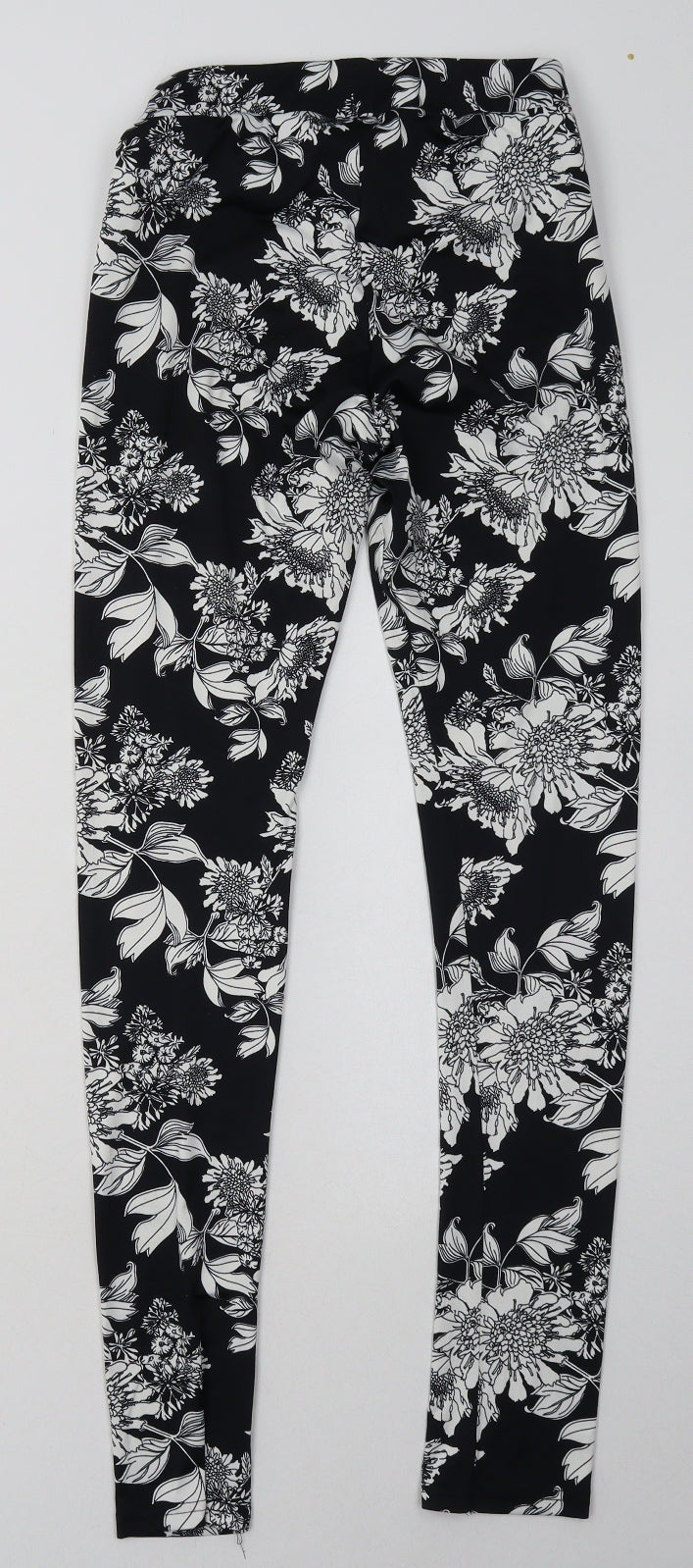 H&M Womens Black Floral Polyester Sweatpants Trousers Size S L30 in Regular