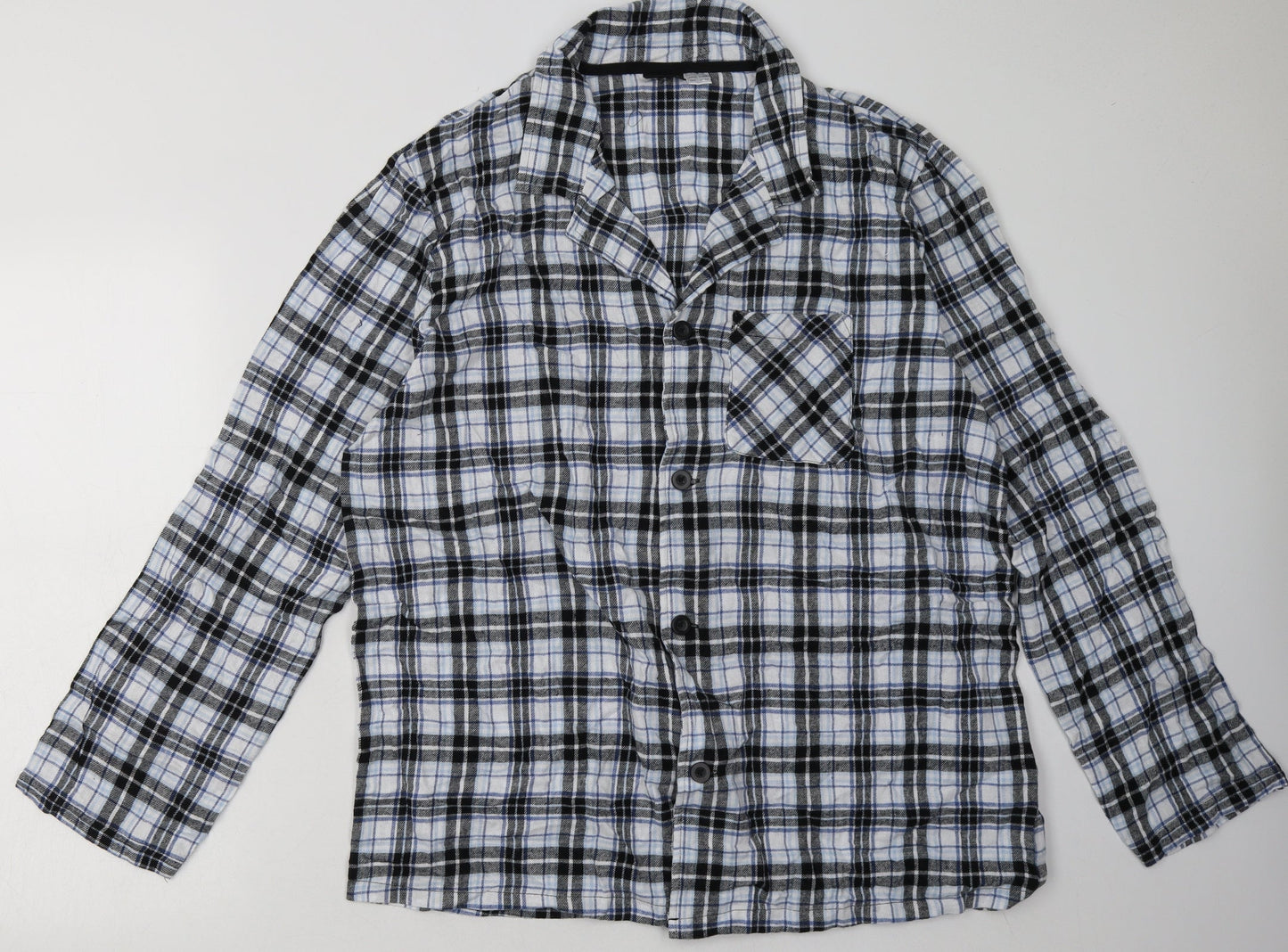 Livergy Mens Blue Check Cotton  Button-Up Size XL Collared Button