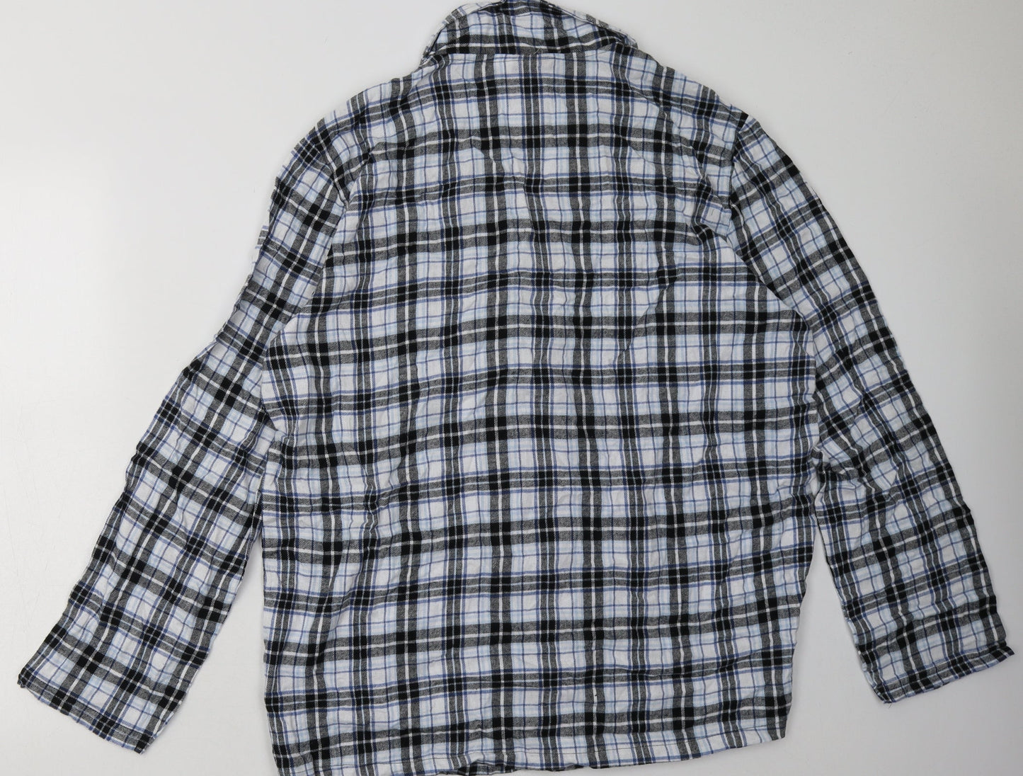 Livergy Mens Blue Check Cotton  Button-Up Size XL Collared Button