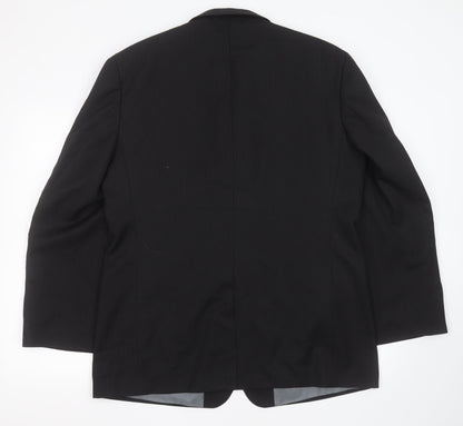 Genesis Mens Black Striped Polyester Jacket Suit Jacket Size 44