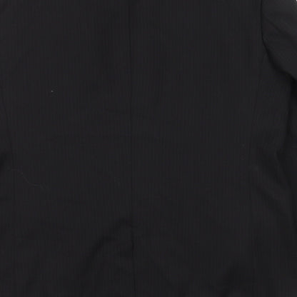 Genesis Mens Black Striped Polyester Jacket Suit Jacket Size 44