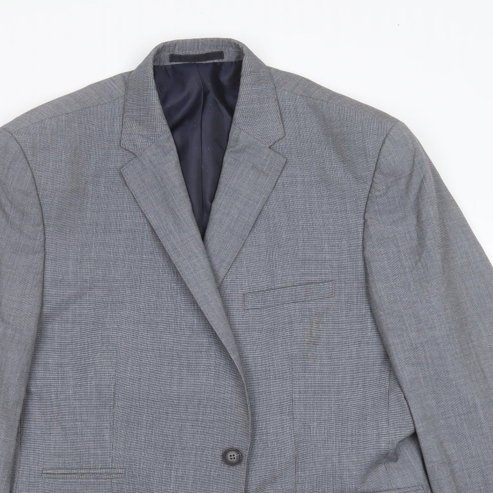 Burton Mens Grey  Polyester Jacket Suit Jacket Size 42   - tailored fit