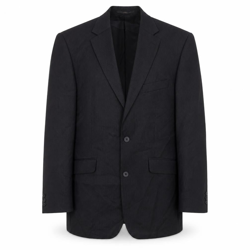 karl jackson Mens Black Striped Polyester Jacket Suit Jacket Size 42