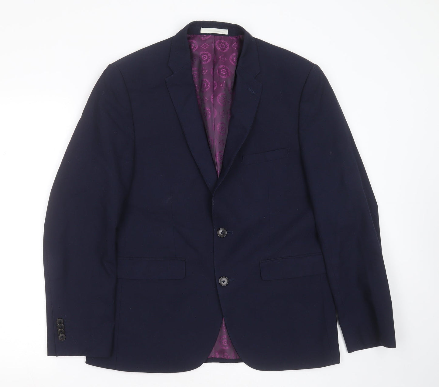 Burton Mens Blue  Polyester Jacket Suit Jacket Size 40