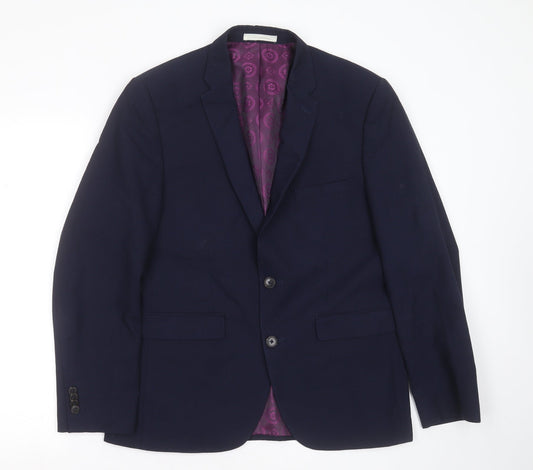 Burton Mens Blue  Polyester Jacket Suit Jacket Size 40