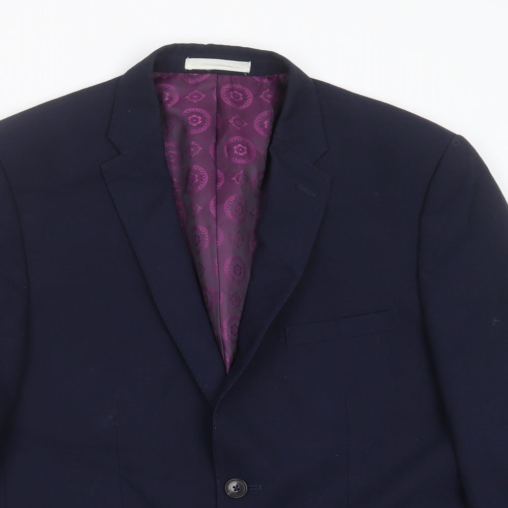 Burton Mens Blue  Polyester Jacket Suit Jacket Size 40