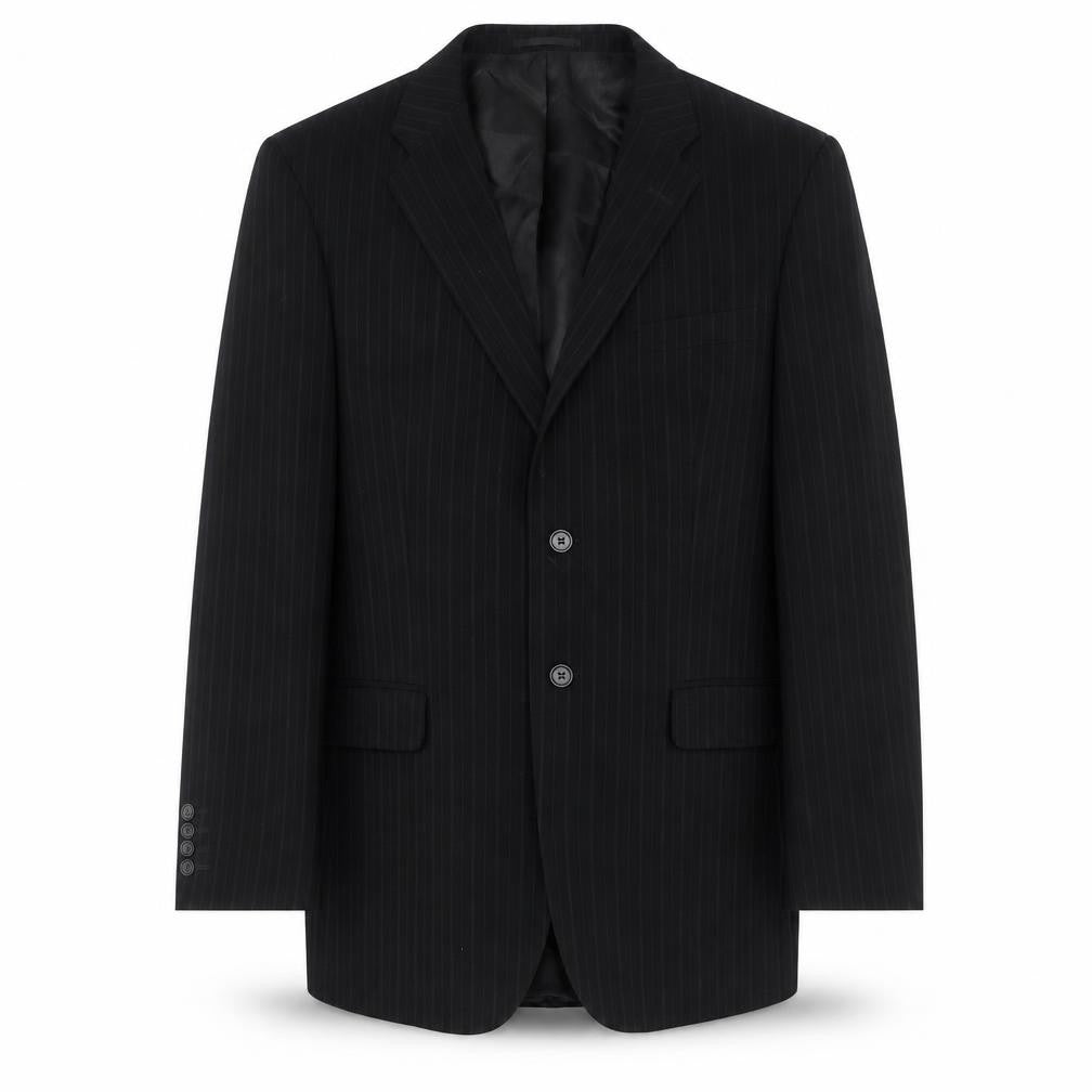 Milan Collection Mens Black Striped Polyester Jacket Suit Jacket Size 42