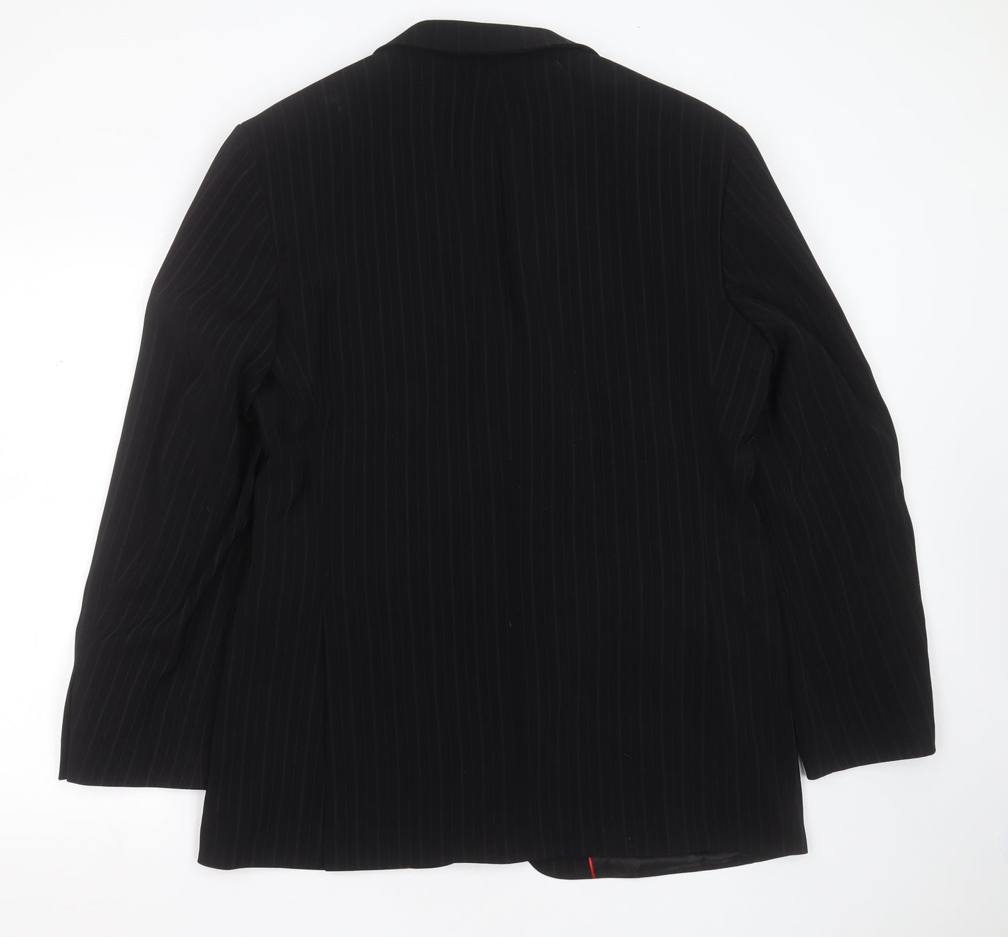 Milan Collection Mens Black Striped Polyester Jacket Suit Jacket Size 42